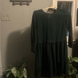 Divided Dark Green Long Sleeve Dress